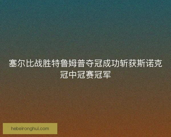 塞尔比战胜特鲁姆普夺冠成功斩获斯诺克冠中冠赛冠军