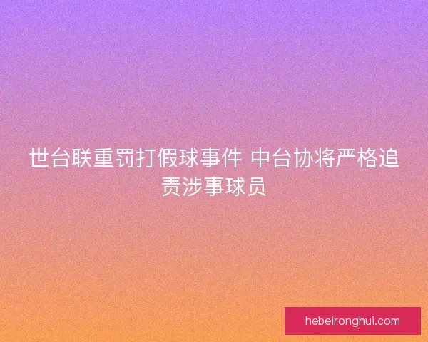 世台联重罚打假球事件 中台协将严格追责涉事球员