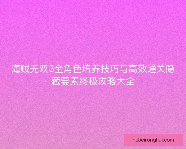 海贼无双3全角色培养技巧与高效通关隐藏要素终极攻略大全